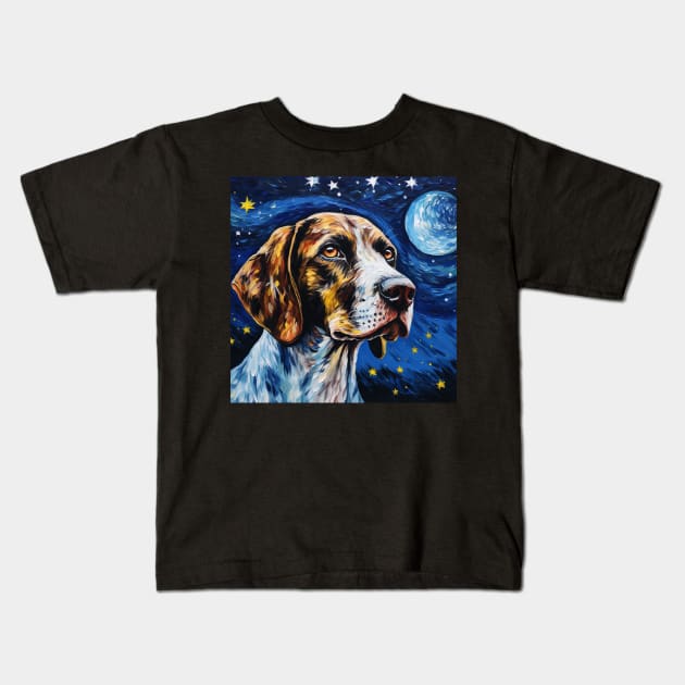 English Pointer portrait Starry Night Kids T-Shirt by NatashaCuteShop